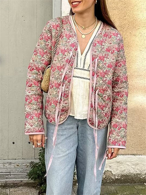 DAMEN STEPPJACKE MIT BLUMENMUSTER – LEICHTE GEPOLSTERTE