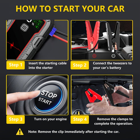 Raiden 6000A Auto Starthilfe Powerbank – Tragbarer Jump Starter mit 26800mAh Akku, 12V Booster, LCD-Display & LED Notlicht