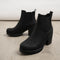 Damen-Slip-On-Stiefeletten mit klobigem Absatz | Elegante PU-Winterstiefel