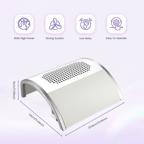 80W Nagelstaubabsauger | Mit Filter & 2 Staubbeuteln Staubentferner für Maniküre & Pediküre