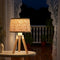 Holz-Dreibein Tischlampe 35 cm mit Stoffschirm E27