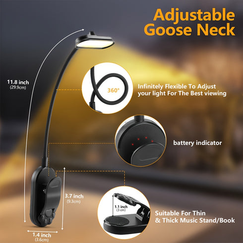 LED Clip-On Lampe | flexibler Schwanenhals mit 3 Lichtfarben