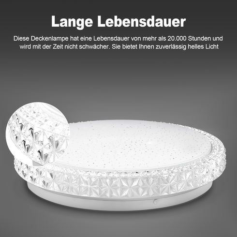 LED Deckenleuchte halbverdeckt mit Kristall-Akzenten 18W/24W