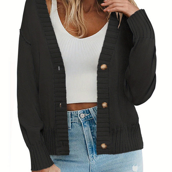 Damen Cardigan Pullover - Kurzarm, Leichter Pullover mit Knöpfen