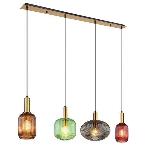 Aila 4-Licht Retro Pendelleuchte Hängendes Licht Metallglas