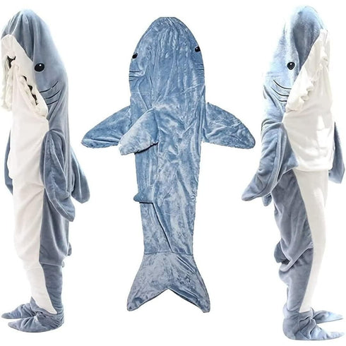 Gemütliche Shark Hoodie Decke | weiche Kapuzendecke mit Schwanz