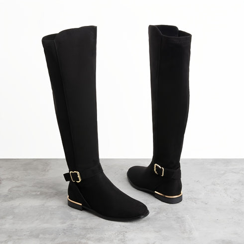 Damen Kniestiefel mit Plateauabsatz – Overknee Stiefel mit Blockabsatz und Modernem Design