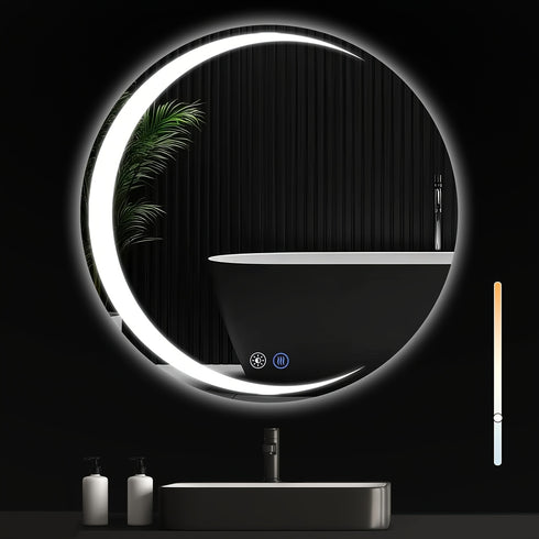 Selara | LED Badezimmerspiegel Rund 70 cm Dimmbar