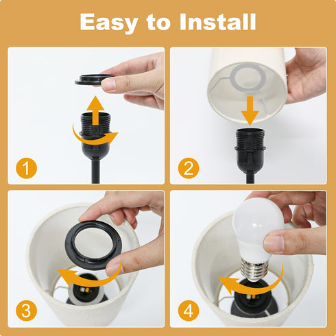 Miyato | LED Nachttischlampe Touch-dimmbar mit USB & Leinen-Schirm