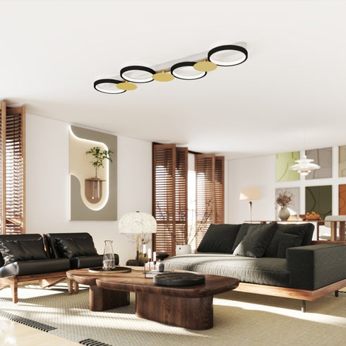 Freya LED Deckenleuchte Modern Schwarz Gold | Shiraki