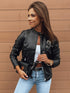 DAMEN KURZE BIKERJACKE AUS KUNSTLEDER | MIT STEHKRAGEN
