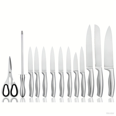 14-teiliges Küchenmesser-Set | Edelstahl Acryl-Messerschublade | superscharf & einteiliges Design