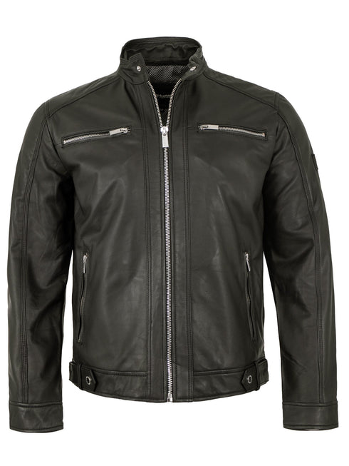 Arcturon Herren Lederjacke mit Kapuze – Lammleder Rockig