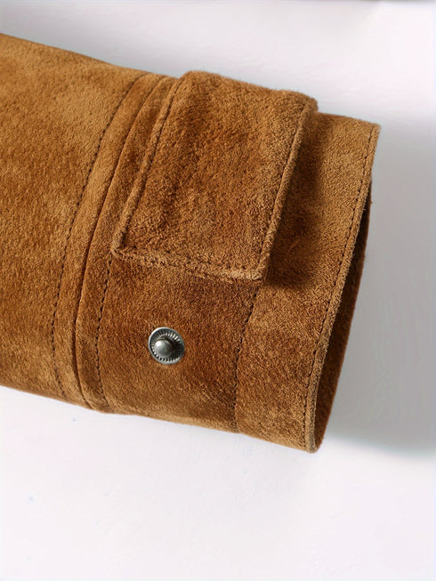 Helvorn Herren Suede Winterjacke – abnehmbarer Kragen warm