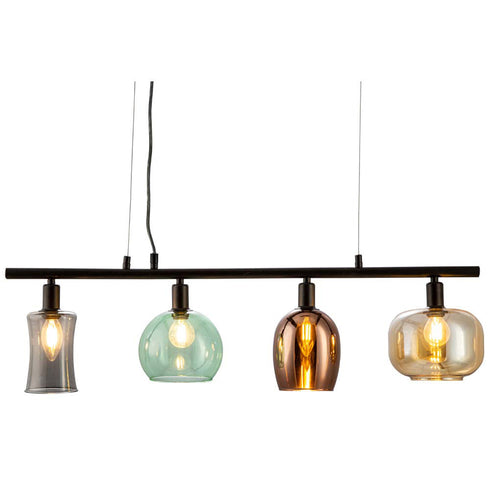Lykke 4-Glühbirnen-Hängelampe Höhenverstellbar | Moderne Pendelleuchte aus Glas