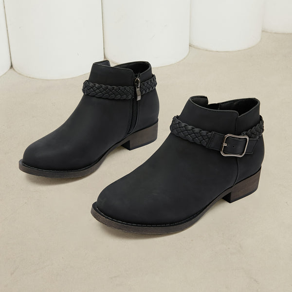 Damen Kunstleder Stiefeletten mit niedrigem Absatz