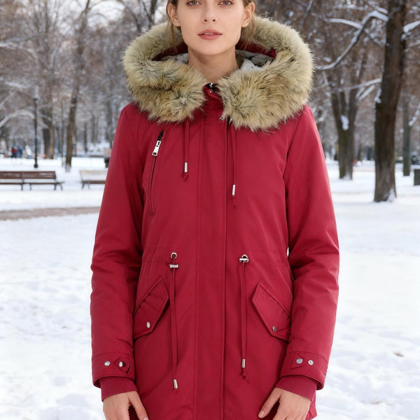 Winterjacke Damen mit Fellkragen & Kapuze