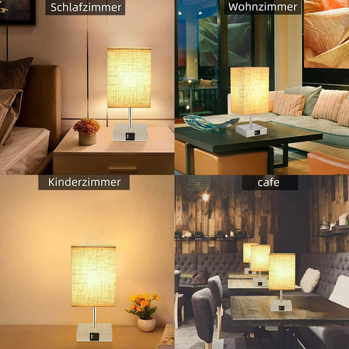 Berührungsdimmbares Nachttischlampen-Set (2 Stück) mit USB, Vintage LED