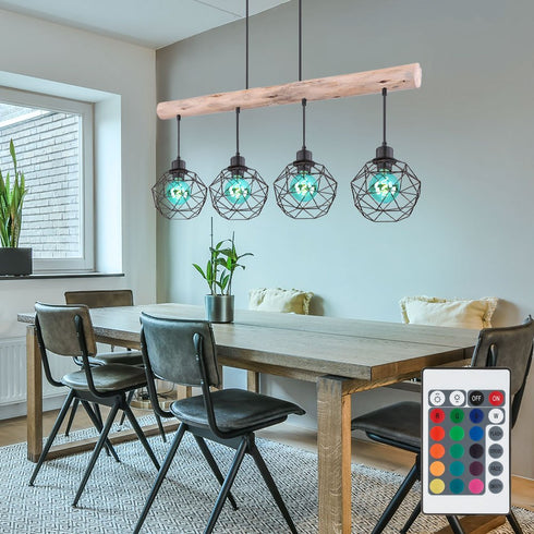 Inga Hängelampe Holzbalken E27 Dimmbar RGB LED Fernbedienung