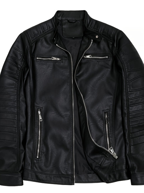 Straton Herren Lederjacke Vintage – Mehrere Taschen Reißverschluss