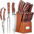 Shiraki Allzweck Küchenmesser Set 16-teilig | Holzgriff & Block