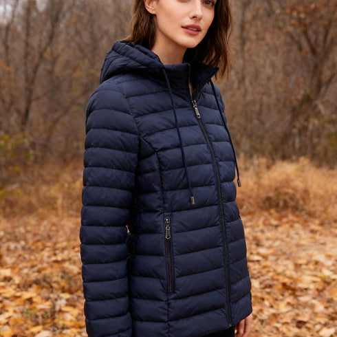 Winter Damenjacke Ultra-leichte Daunenjacke mit Kapuze