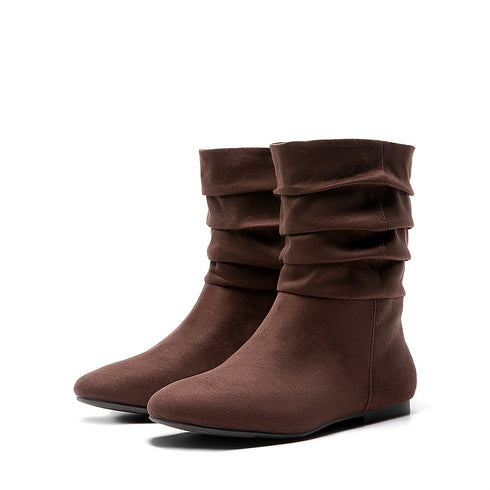 ELEGANTE DAMEN-SLOUCH-STIEFELETTEN - BEQUEMER NIEDRIGER ABSATZ