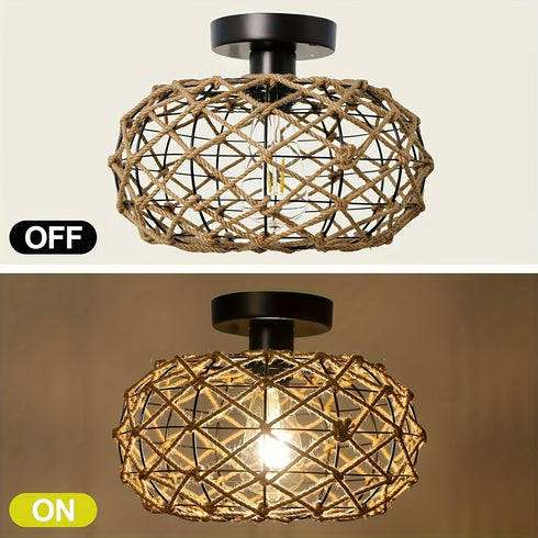 Camila Handgewebte LED Pendelleuchte Boho | Shiraki