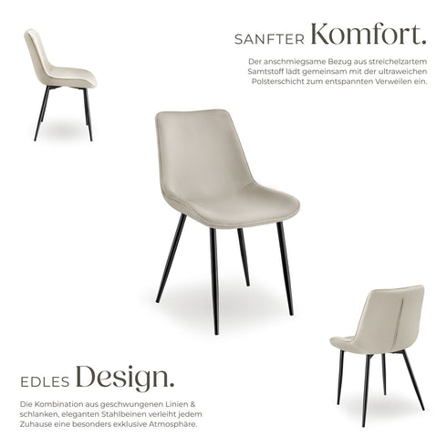 ELMAR Esszimmerstuhl 4er Set in Samtoptik