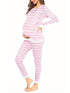 Maternity & Still Thermo-Set | gestreifter Langjohns als Grundschicht für Schwangere