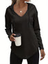 Leichter Damen Hoodie mit V-Ausschnitt & Taschen | Kapuzenpullover