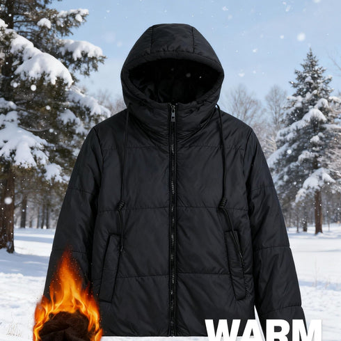 Winddichte Damen Kapuzenjacke mit Daunenisolierung und Reißverschluss