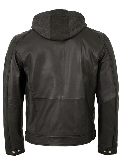 Arcturon Herren Lederjacke mit Kapuze – Lammleder Rockig