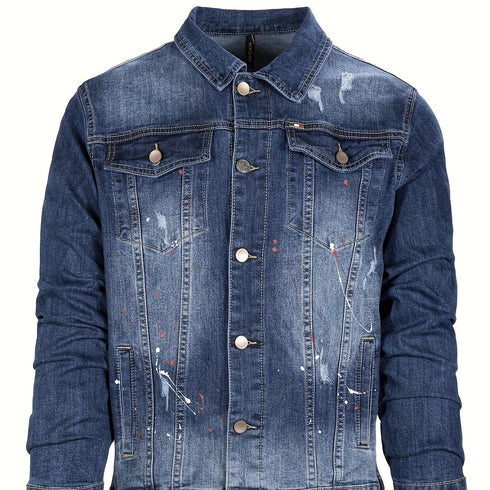 Helmaric Vintage Distressed Jeansjacke - Weiß gewaschener und ausgefranster Saum