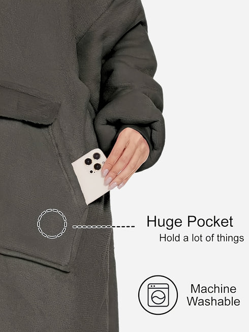 Übergroße kuschelige Kapuzendecke mit Ärmeln & Taschen | Bequem & Warm