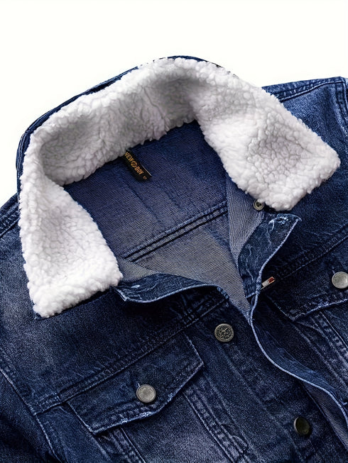 Falkorin Herren Denimjacke Übergangsjacke mit Reißverschluss