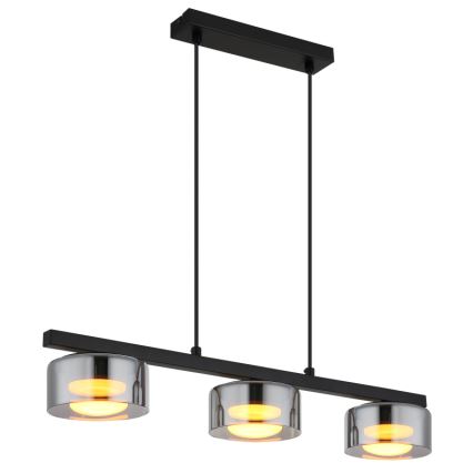 LED-Pendelleuchte in Schwarz mit Rauchglas 3-flammig | Esbjerg