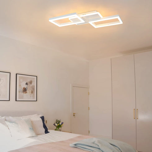 GlowDeck LED Deckenlampe Dimmbar 48W – Moderne quadratische Deckenleuchte mit Fernbedienung für Wohnzimmer, Schlafzimmer, Küche und Esszimmer – Metall Schwarz/Weiß