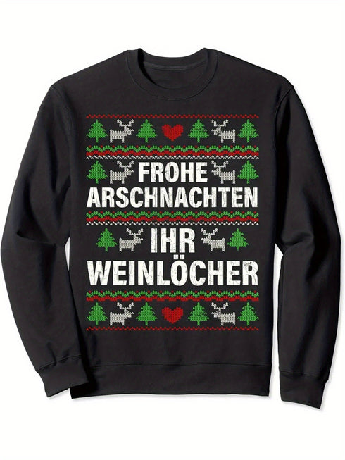 Braxton Herren Weihnachtspullover - Schwarzes langärmliges Freizeit-Sweatshirt