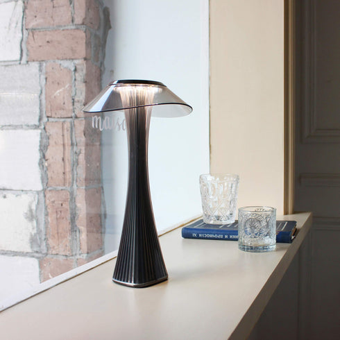LED Tischlampe Touch dimmbar rauchgrau – USB Akku Nachttischlampe