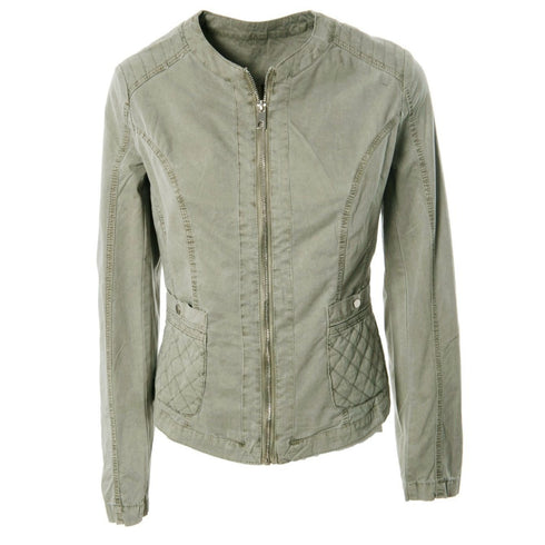 DAMEN KURZJACKE AUS BAUMWOLLE MIT TASCHEN UND REISSVERSCHLUSS