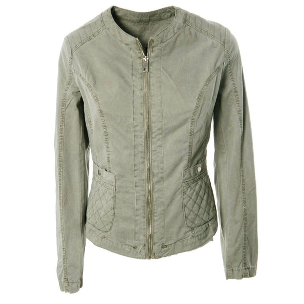 DAMEN KURZJACKE AUS BAUMWOLLE MIT TASCHEN UND REISSVERSCHLUSS