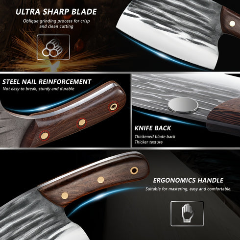 Kazutora 7‑teiliges Metzger‑Messer Set | Walnussgriff & Tragetasche | Shiraki