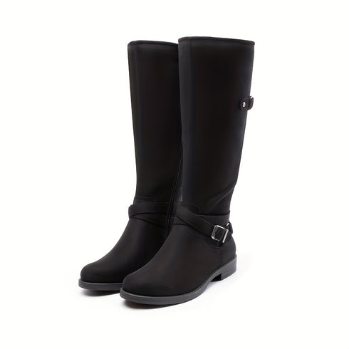 DAMEN KNIEHOHE STIEFEL – SCHNALLENRIEMEN LANGE FREIZEITSTIEFEL