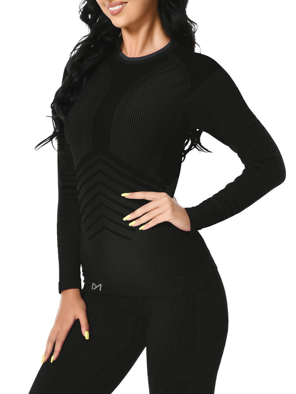 2-teiliges Thermounterwäsche-Set für Damen | nahtlose Langarm- und Leggings