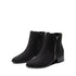 DAMEN CHUNKY LOW HEEL STIEFELETTEN – SLIP-ON FREIZEITSCHUHE IM SCHWARZEN COVER-STIL