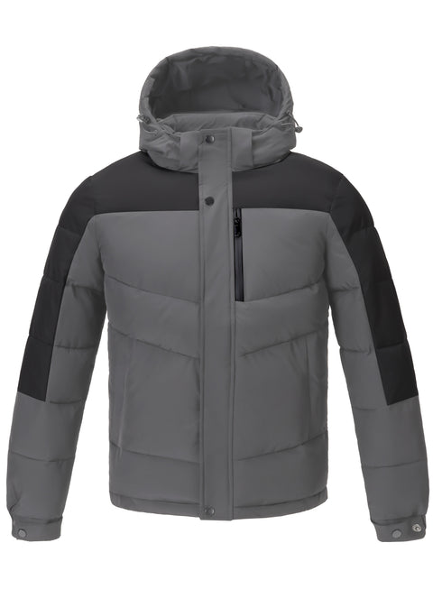 Falkran Herren Daunenjacke mit Kapuze und Full-Zip Frontverschluss