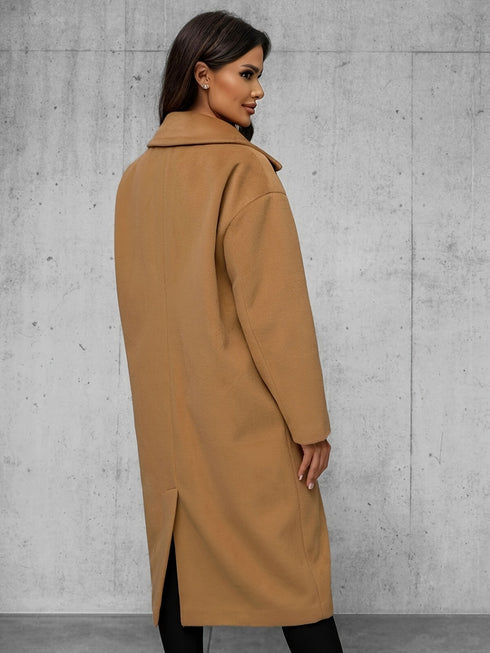 DAMEN JACKE ELEGANTER LANGER MANTEL MIT KNOPFVERSCHLUSS