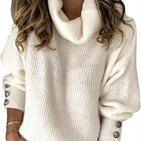 Damen High-Neck Pullover – Übergröße lässiger Langarm-Pullover