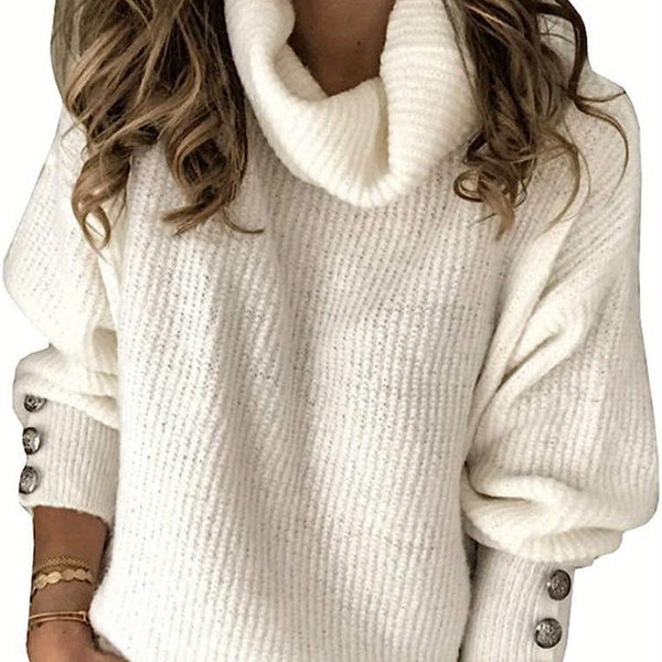 Damen High-Neck Pullover – Übergröße lässiger Langarm-Pullover